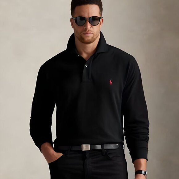 Polo by Ralph Lauren Men's Black Polo with Red Logo - long sleeve- 4XB - Picture 9 of 9
